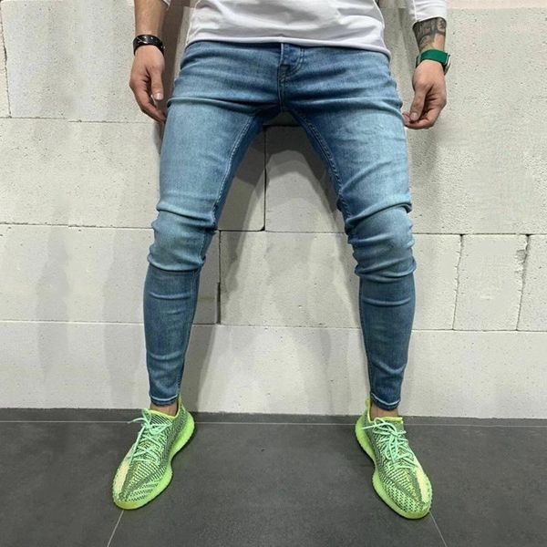 

men's jeans casual pants blue trendy slim fit denim trousers