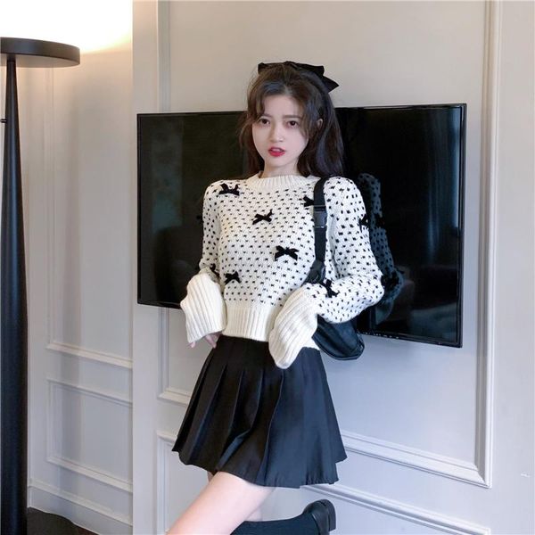 

women's sweaters pure and fresh sense of sweater design fund 2021 autumn winters on female loose outside long sleeve knit coat, White;black