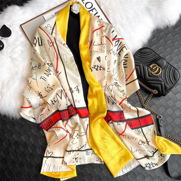 

design new double-sided new scarf shawl women's sunshade beach towel simulation silk air conditioning room decoration, Blue;gray