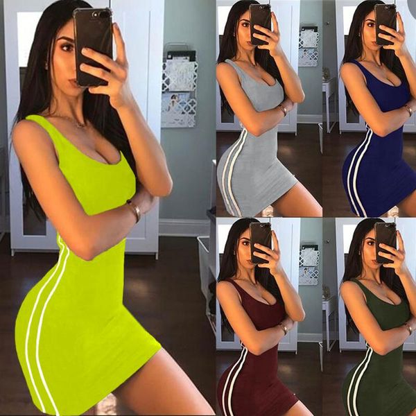 

zsiibo women summer dress bandage bodycon sleeveless evening party club short mini dress 2021 fashion women clothes, Black;gray