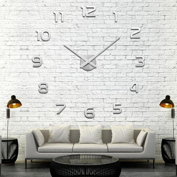 

2021 new wall clock watch clocks 3d diy acrylic mirror stickers home decoration living room quartz needle