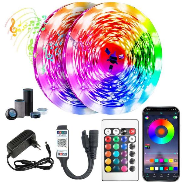 

strips led strip lights fita rgb bluetooth wifi control flexible lamp tape ribbon for bedroom tira festival luces tv backlight luz