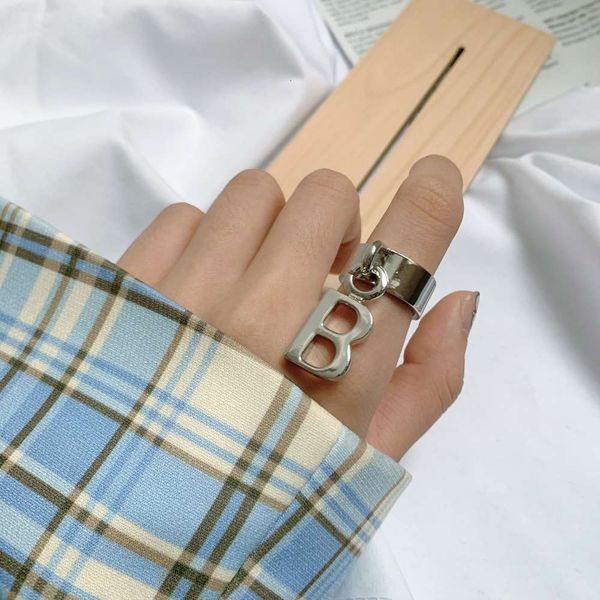 

hbp fashion ins style exaggerated atmosphere personality niche design metal letter pendant ring, Silver
