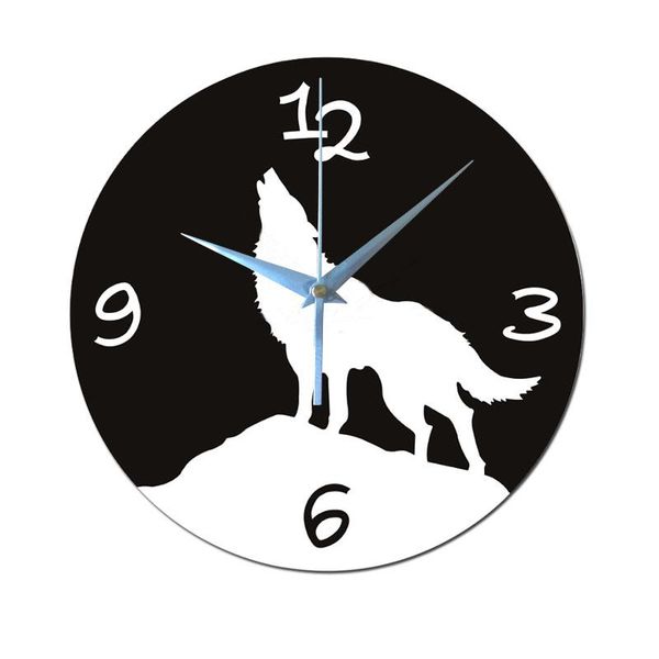 

wall clocks wolf sale 3d acrylic mirror modern home decor living room still life clock sticker quartz needle watch