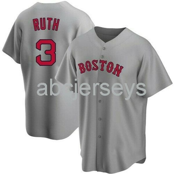 

babe ruth #3 gray ver1 aop baseball jersey xs-6xl, Black
