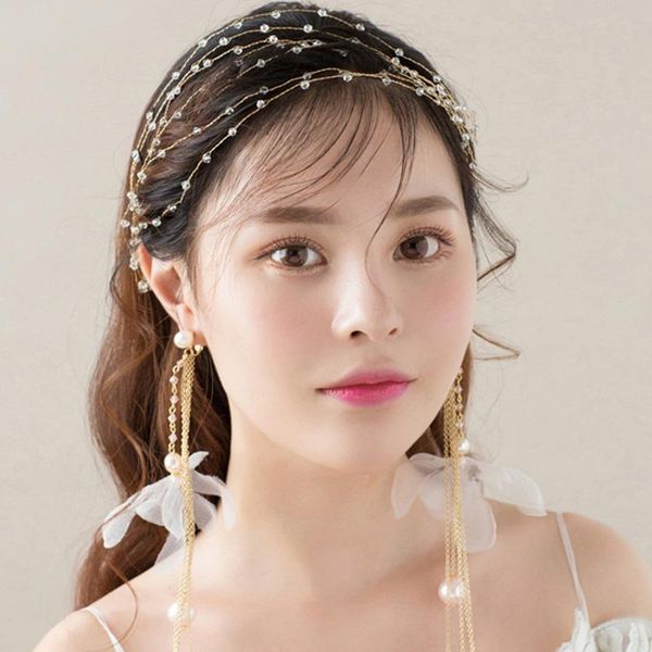

hair clips & barrettes imitation pearls accessories crystal alloy headdress leaf flower headband hairpins bands for women bride maea99, Golden;silver