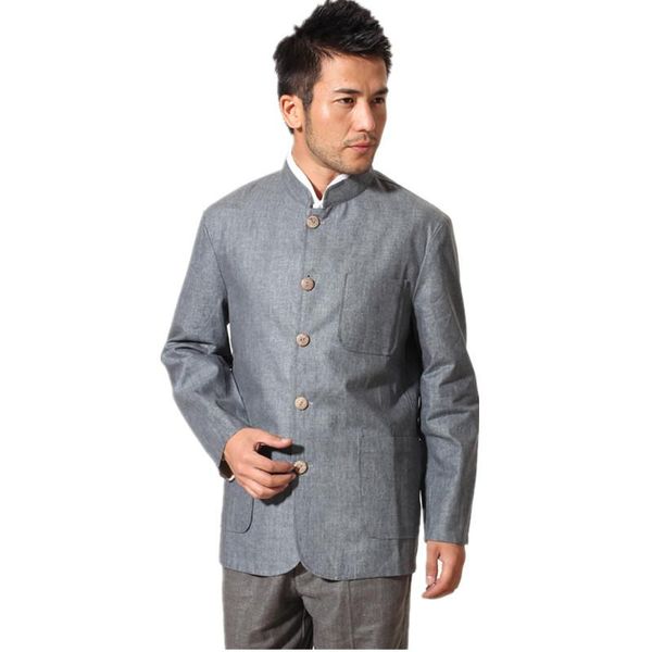 

men's jackets fashion gray beige male cotton linen reversible overcoat chinese style solid jacket tunic suit s m  xl xxl xxxl, Black;brown