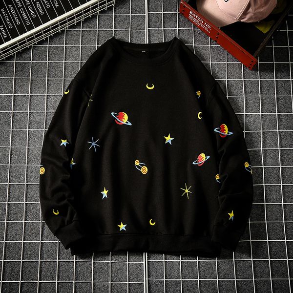 

2021 new men's long-sleeve patchwork printed sweatshirt, hip hop streetwear plus size d0xs, Black