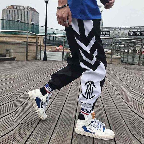 

streetwear hip hop joggers mannen losse harembroek enkellange broek sport casual joggingbroek wit techwear, Black