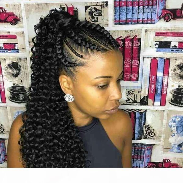 

afro kinky curly ponytails clip in hair extensions for african americans kinky natural human clipin ponytail hairpieces drawstring ponytails, Black