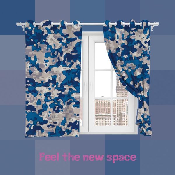 

curtain & drapes perforated hook 3d blackout curtains blue nordic simple custom full sunscreen windows bedroom living room decoration