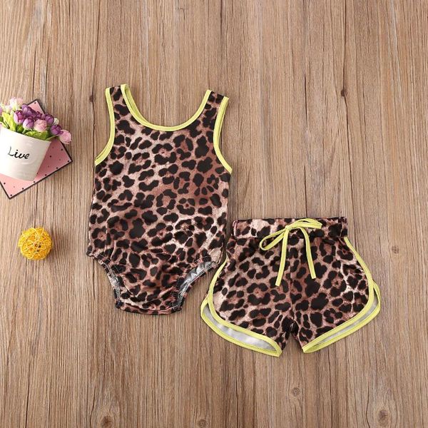 

baby girl leopard printed bikini sets swim trunks infant toddler kids summer beach two pieces swimsuit swimwear bathing suit