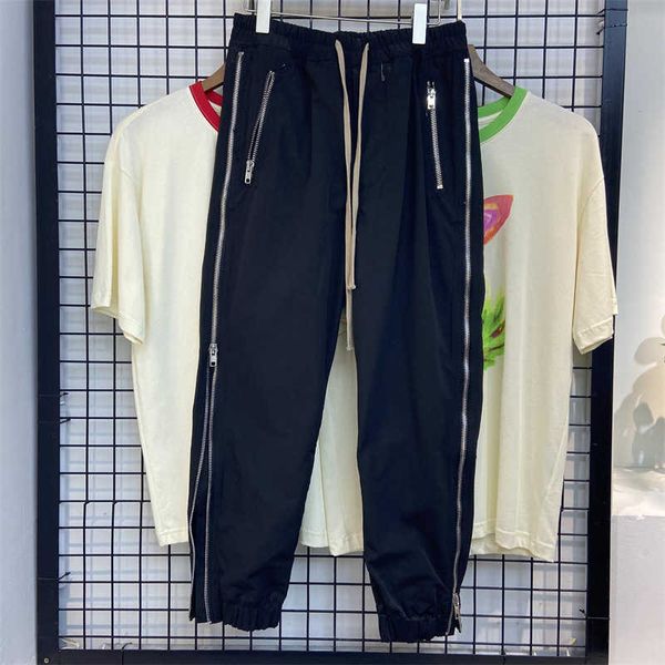 

men's pants ins men's loose pocket fashion ro same zipper casual pants, Black