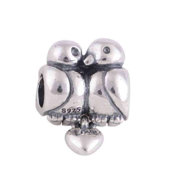 Authentic 925 Sterling Silver Jewelry Beads Amor Pássaros com Coração Charm Charms Se encaixa na Europa Pandora Estilo Jewellry Bracelets Colar