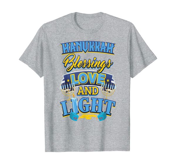 

hanukkah shirt blessings love and light menorah t-shirt, White;black