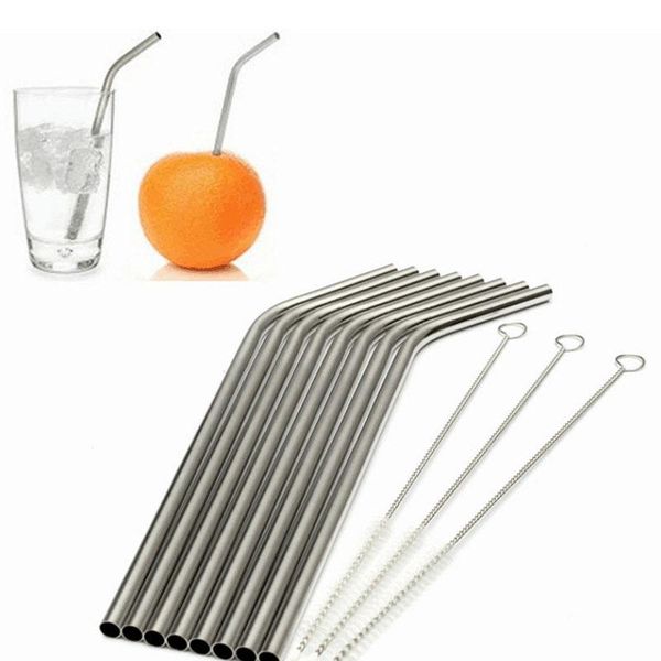 

drinking straws 8pcs stainless steel metal straw with 3 cleaner brush kit ti99
