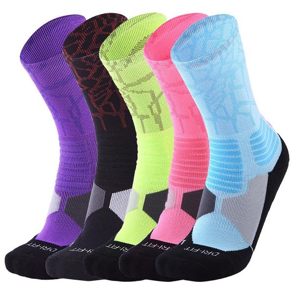 

men's socks men middle tube sport youth tide outdoor professional basketball cycling thick cushioned crew women running, Black