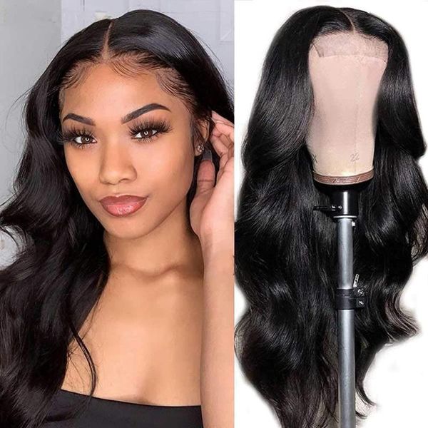

lace wigs glueless body wave front wig 30 inch human hair for women brazilian 180% density t part transparent frontal, Black;brown
