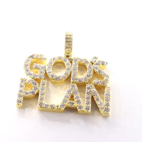 

pendant necklaces mooersjewelry arrivials iced out bling design god's plan cz letter for men women, Silver