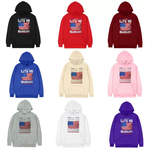 S-3XL Let's Go Brandon Hoodies Kapuzenjacke Pullover Mantel US-Flagge Sterne Streifendruck Anti Biden Trump 2024 Kostüm Unisex Sport Tops Sweatshirt Kleidung