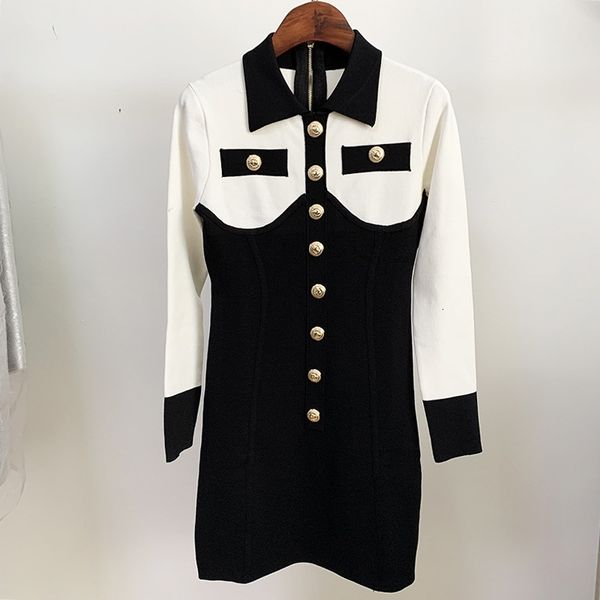 

casual dresses women colorblock sweater autumn spring single breasted stretch bodycon bn1z, Black;gray