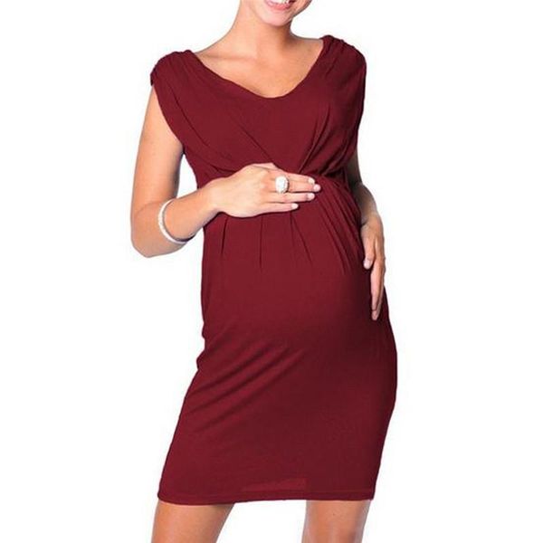 

maternity dresses casual bodycon pregnant women dress stretchy summer solid color pregnancy vestidos plus size, White