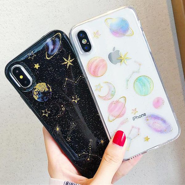 

glitter space planet case for samsung a51 a71 a50 a70 a41 a20e a40 s8 s9 s10 plus s20 ultra note 20 10 pro 9 8 case silicon soft