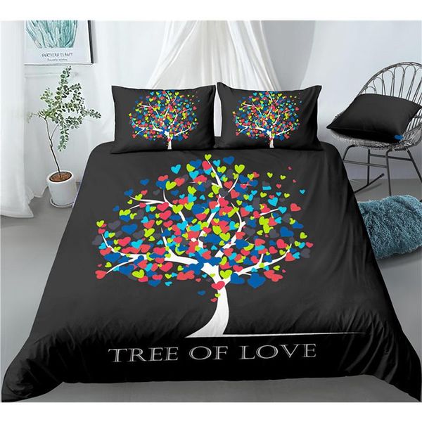 

bedding sets cartoon world tree set printed 2/3 pcs duvet cover & pillowcase closure single double full  king