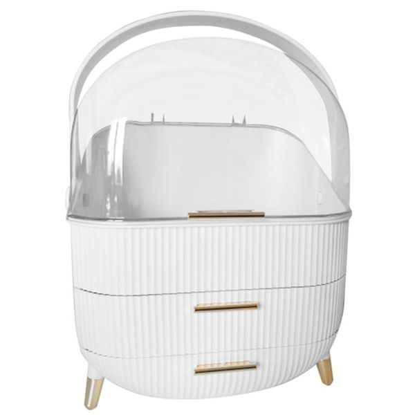 

jewelry pouches, bags fashion big capacity cosmetic storage box waterproof dustproof bathroom deskbeauty makeup organizer, Pink;blue