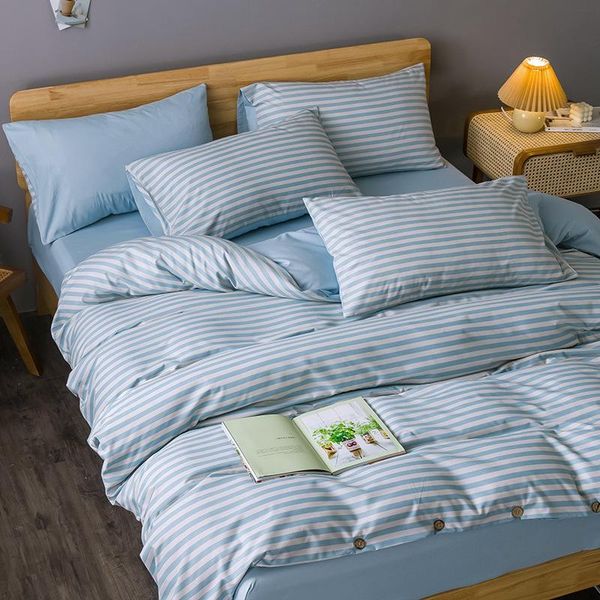 

bedding sets simple style black white stripe printed soft duvet cover pillow case bed sheet bedroom single double set