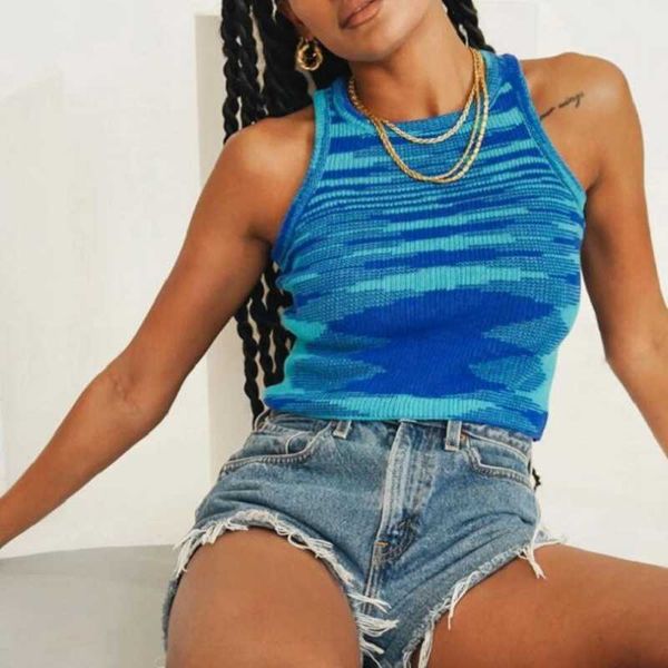 

women's t-shirt y2k knit crop women sleeveless basic t shirts casual summer off shoulder blue o neck tank vintage 210712, White