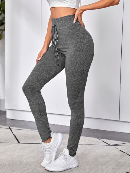 

knot wide waistband solid leggings z7tb#, Black