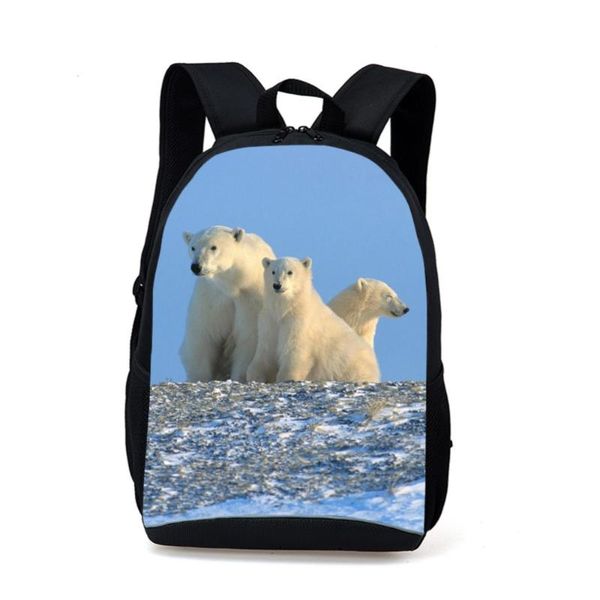 

backpack s 16 inch student cool 3d polar bear print zoo for kids children kindergarten bag men women travel