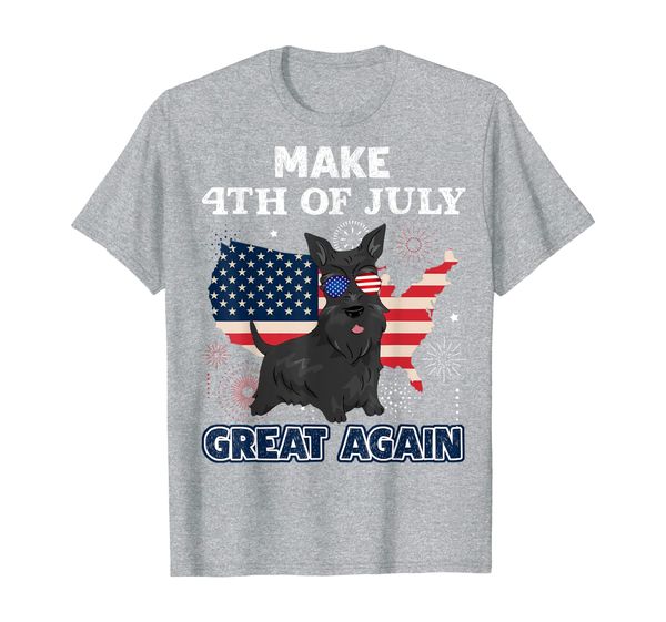 

scottish terrier make 4th of july great again t-shirt dog, White;black