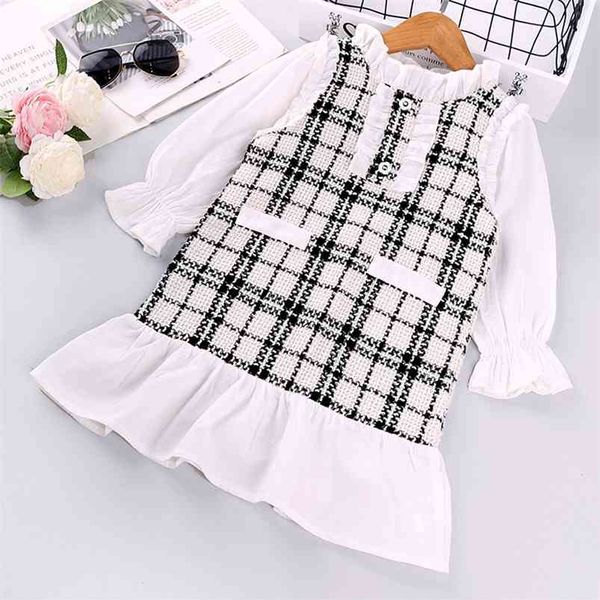 

girls dress fashion children's wear autumn european american ruffles fake pocket baby doll collar long sleeve princess 210625, Red;yellow