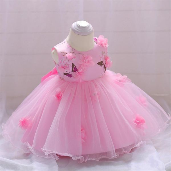 

girl's dresses flower born baby girls summer princess christening clothes 1st birthday dress for girl party wedding prom 3-24m, Red;yellow