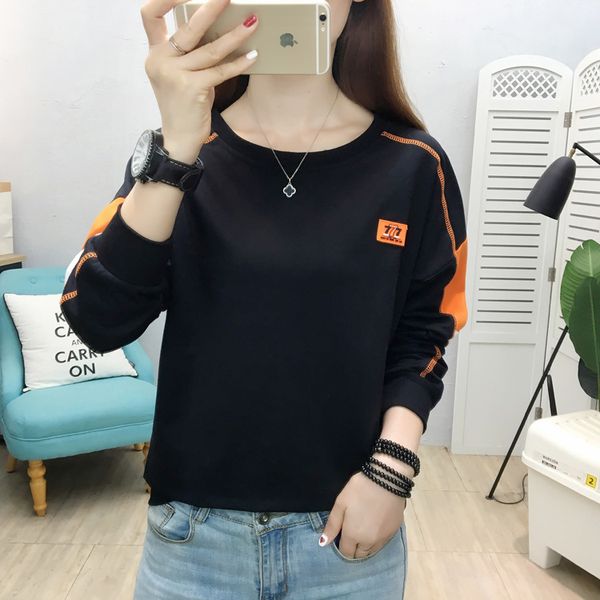 

tees t-shirt 2021 autumn korean women's long sleeve large t-shirt round neck versatile casual sweater women, White