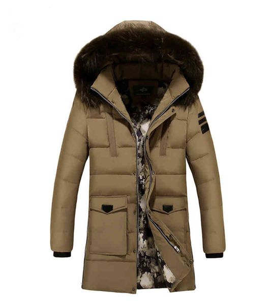 

autumn winter new korean medium and long hooded cotton cloth fashion men's leisure youth thickened large coat, Black