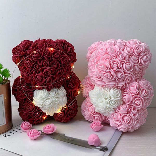 

decorative flowers & wreaths rose teddy bear with heart forever artificial anniversary christmas girl gifts valentines romantic gift box.