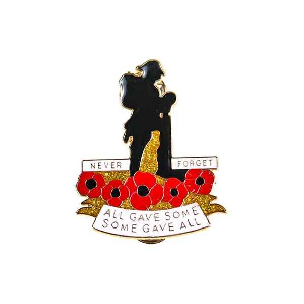

pins, brooches british soldier poppy flower base enamel brooch red buckle pins clothes bag accessories army warrior memorial friend gift, Gray