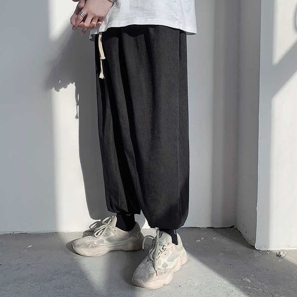 

men casual korean version the trend of losse legs training basketball harun wei broek overalls nine minutes pa, Black