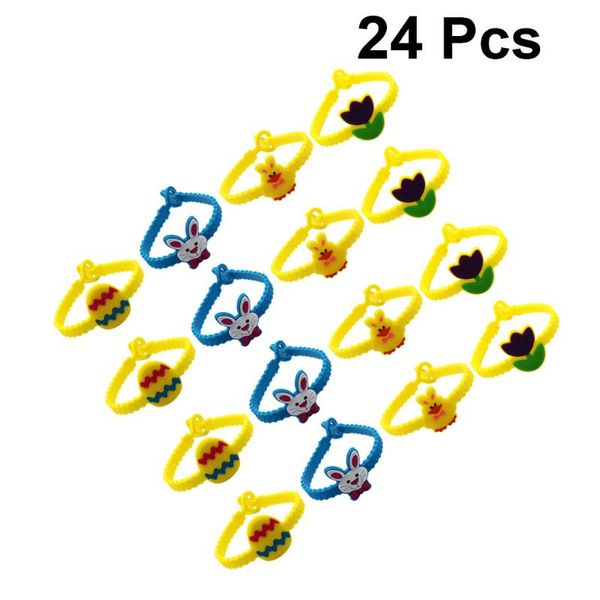 

party favor 24pcs easter silicone bracelet cartoon egg creative wristbands favors for kids (random