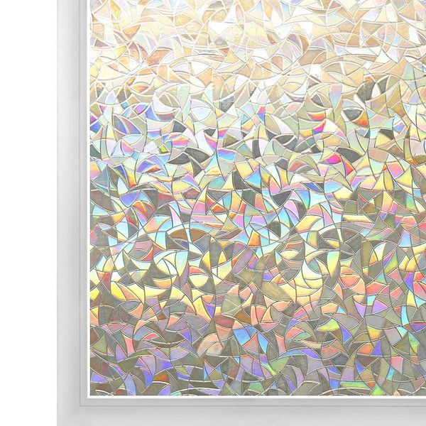 

window stickers 3d rainbow film non adhesive static privacy clings stained decals decorative glass anti-uv tint for home