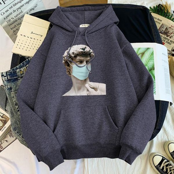 

men's hoodies & sweatshirts humanoid statue print sweatshirt casual funny pullover fashion creative tracksuit for male comfortable flee, Black