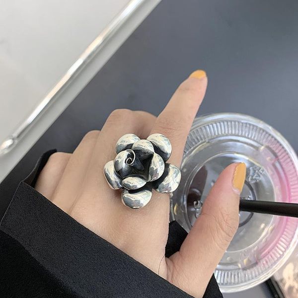 

wedding rings classic vintage 3d stereo flower for women punk fashion party anniversary jewelry gift, Slivery;golden