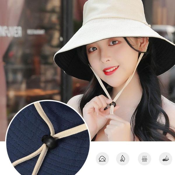

male plus size fisherman hat bucket hat women panama cap men outdoors waterproof boonie hats 56-58cm 58-60cm, Black;white
