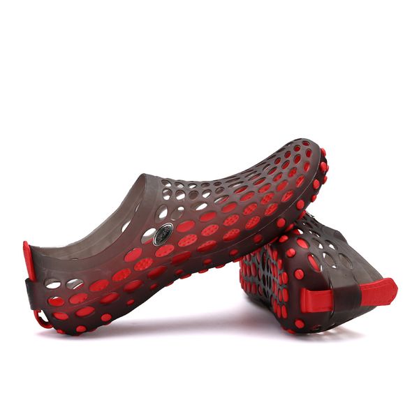 

summer men casual breathing sandals jelly hollow beach outdoor waden shoes, Black