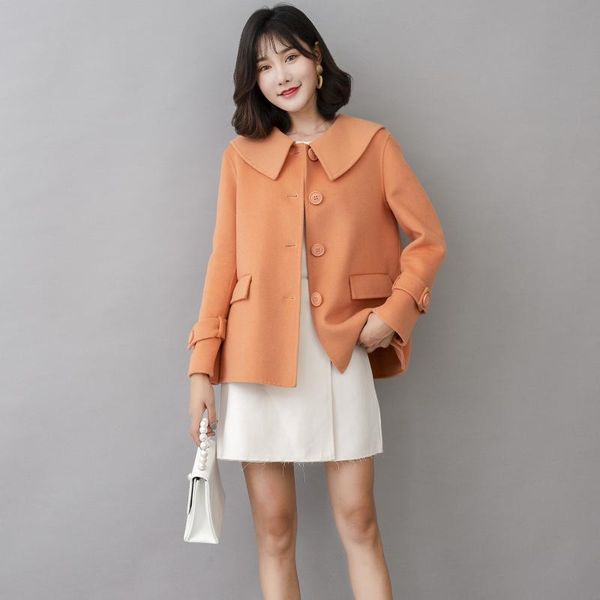 

women's jackets double faced wool coat in autumn and winter of 2021, Black;brown
