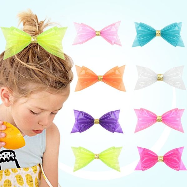 Moda Jelly Transparente Adorável Crianças Gilrs Doce Bow Cabelo Grampos de Cabelo Cute Cute City Acessórios de Cabelo Ornamento