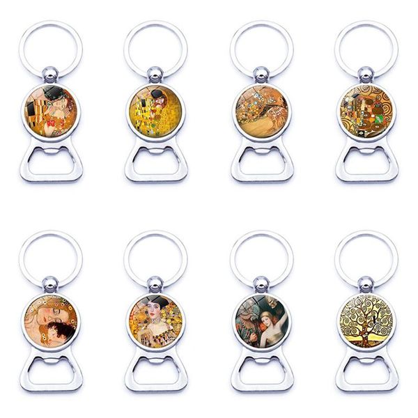 

keychains gustav klimt the kiss keychain bottle opener art jewelry accessories stainless steel creative metal key ring chain, Silver